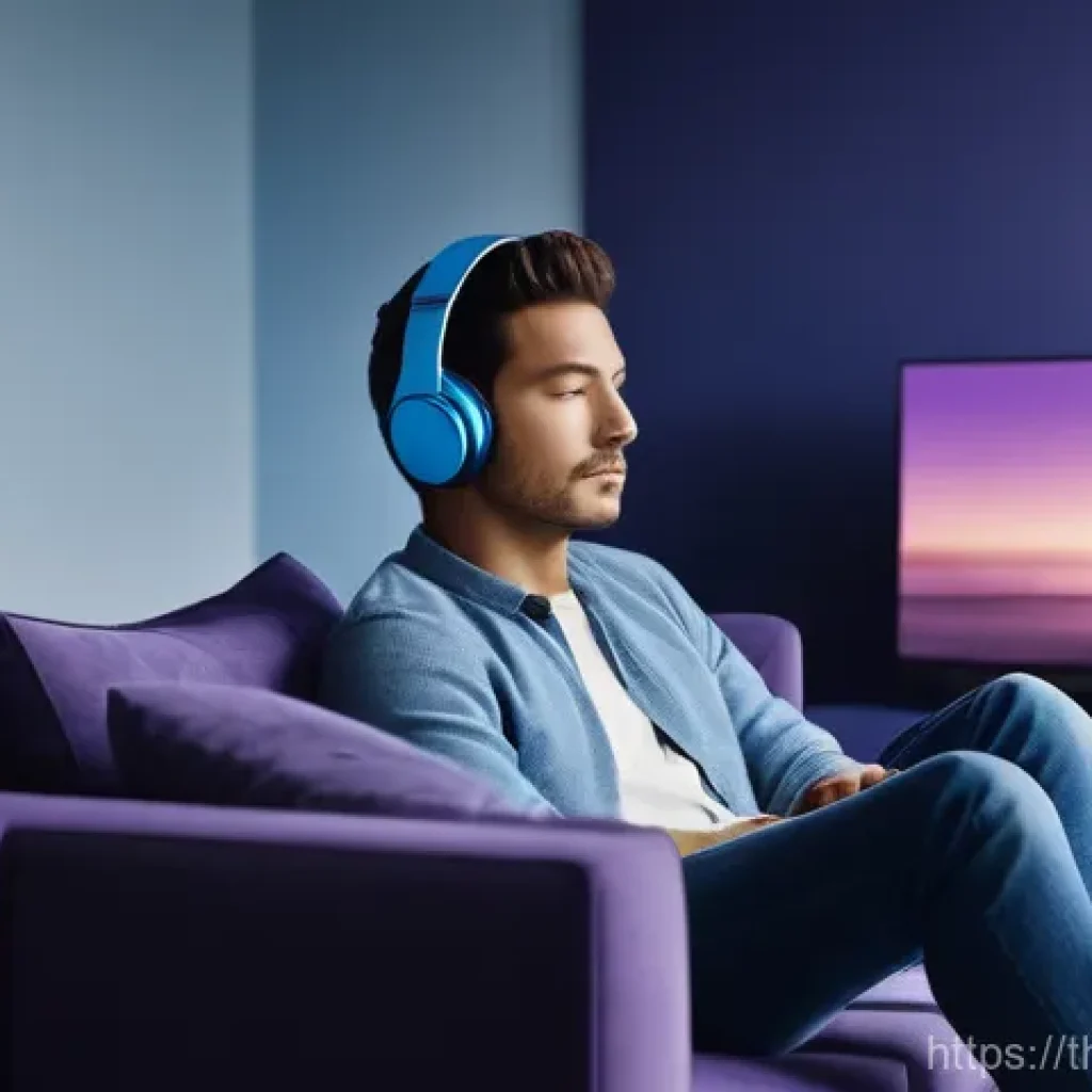 공간음향 디자인의 창의적 사례 - **Immersive Home Entertainment:** "A person, mid-20s, wearing comfortable, modern casual clothes, is...