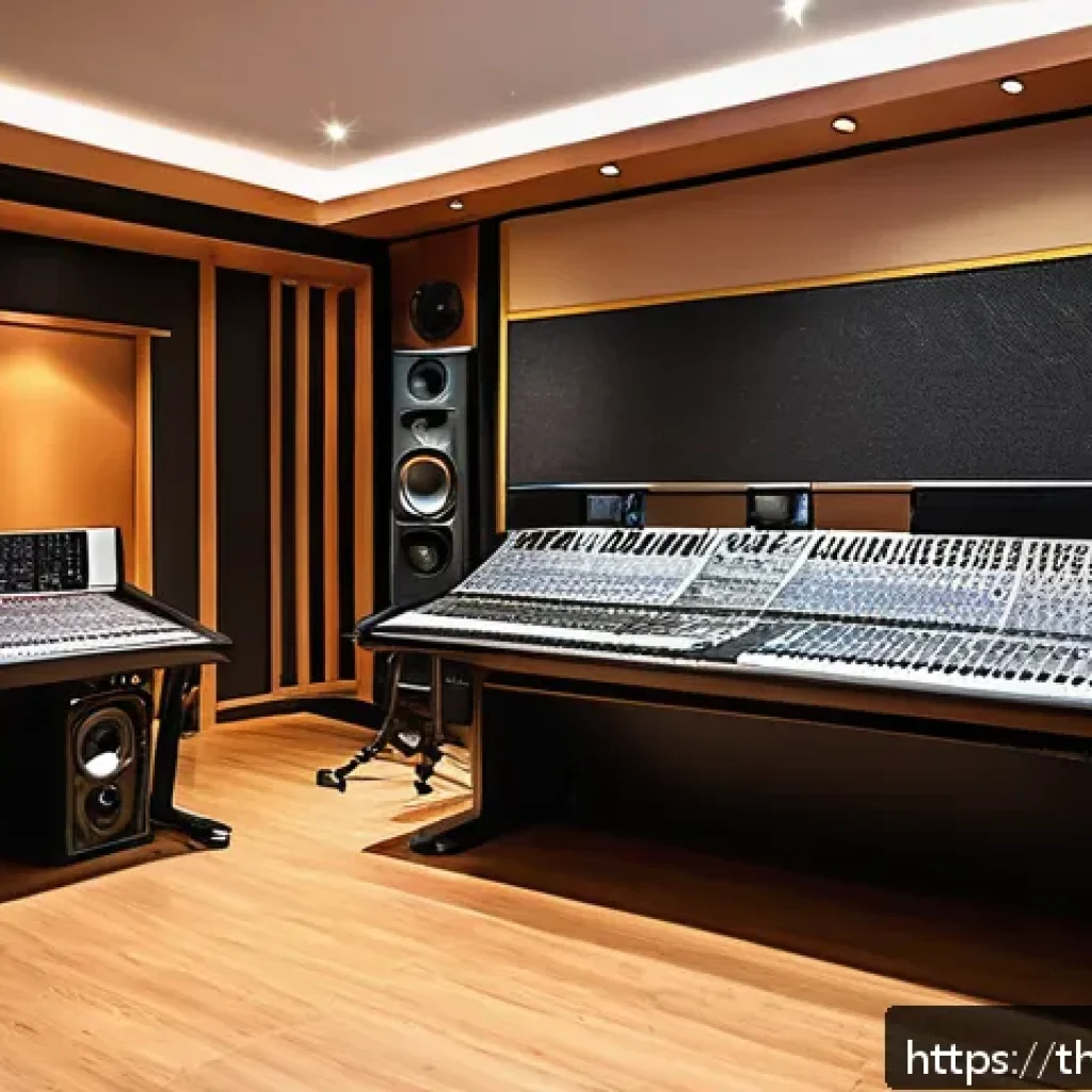 스튜디오 음향 디자인과 공간음향 디자인 차이 - A professional recording studio interior featuring soundproof acoustic panels and bass traps on the ...